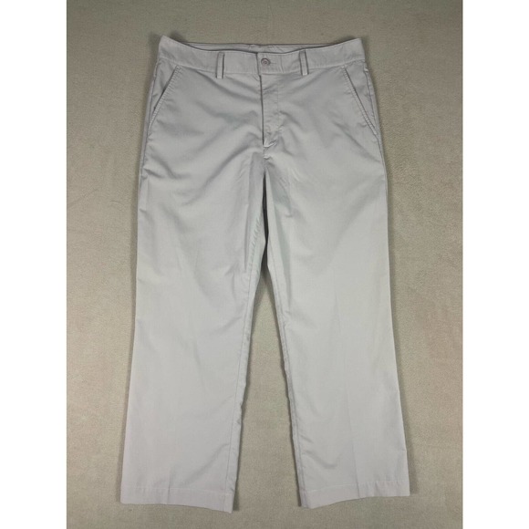 Under Armour Mens Golf Pants Straight Leg Regular Fit Mid Rise Stretch Beige - Picture 1 of 12